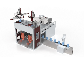 雙向機(jī)械手取出，產(chǎn)品置于前方
